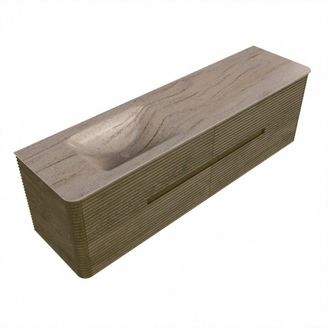 Mondiaz CIRO-DLUX Meuble de salle de bains - 170x45x50cm - plan vasque Solid surface Saba - 1 lavabo à gauche - sans trous de robinet - 4 tiroirs - Dusk SW1533371