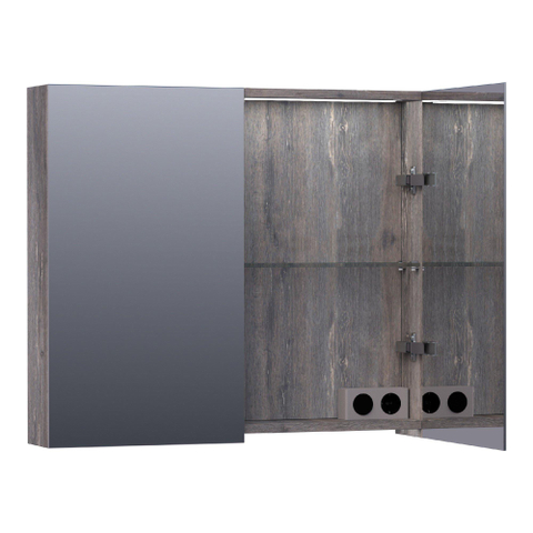 BRAUER Impress Deluxe spiegelkast – 80x70x15 cm – directe LED – Driftwood SW499525
