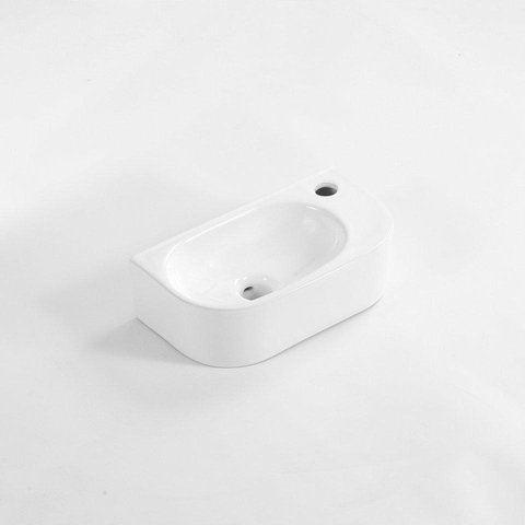 Fugaflow Efficiente Pietra Ensemble lave-mains - 40x21.5x12cm - droite - lisse - demi-rond - 1 trou de robinet - céramique - robinet de lavabo chrome - bonde - siphon abaissé - blanc mat SW1442357
