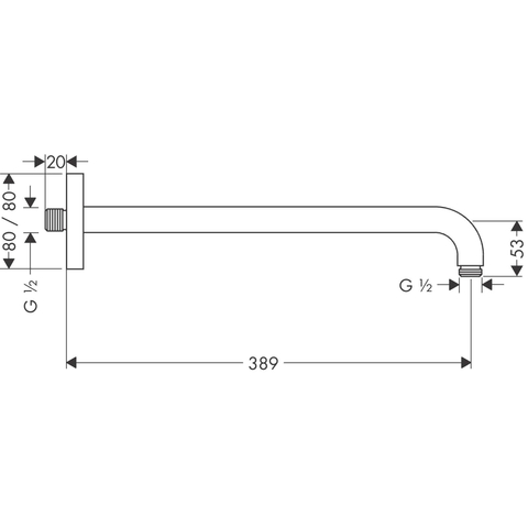 Hansgrohe Douche-arm E - 38.9 cm - hoogglans chroom 0605454