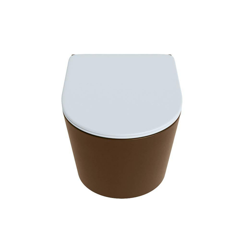 Mondiaz LAVIE WC suspendu – sans bride – 36 x 53 cm – avec abattant softclose – Rust (brun), abattant Clay (bleu clair/gris) SW1208592