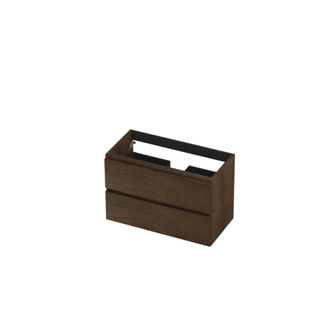 Ink fineer meuble sous lavabo 80x52x40cm 2 tiroirs sans poignée cadre tournant en bois chocolat SW439208