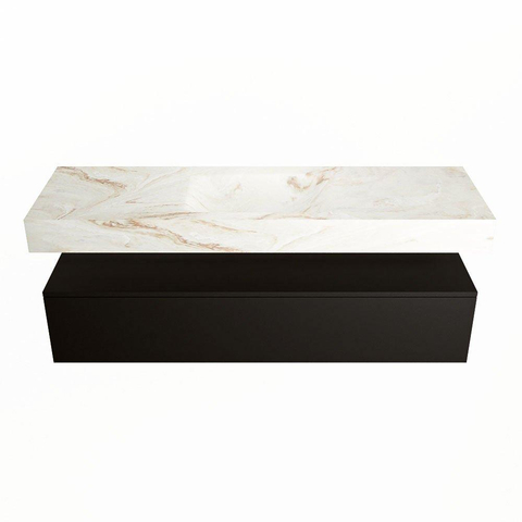 Mondiaz ALAN-DLUX Ensemble de meuble - 150cm - meuble Urban mat - 1 tiroir - Lavabo Cloud Frappe suspendu - vasque Centre - 1 trou de robinet SW805157