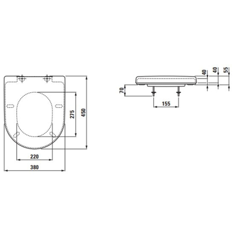 Laufen Pro closetzitting 45x38x5.5cm deksel afneembaar systeem duroplast wit 0080347