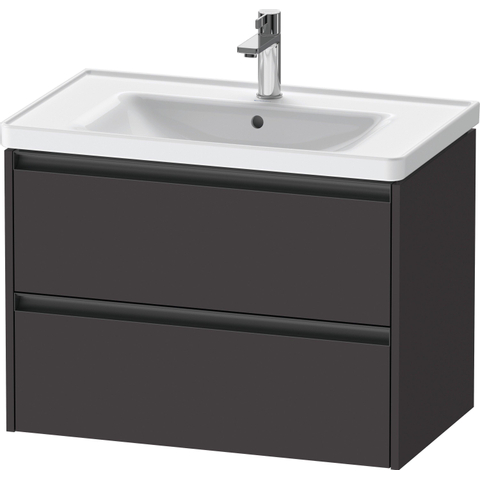 Duravit Ketho.2 Wastafelonderbouwkast - met 2 laden - 78.4x45.5x54.9cm - met grepen antraciet - grafiet supermat SW772979