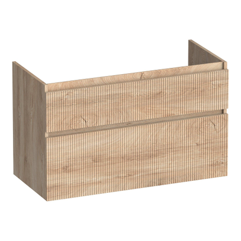 BRAUER Delight Wavy meuble sous-lavabo 100 2 tiroirs à fermeture douce - sans poignée - 1 découpe pour siphon - Forest Wheat SW1199524