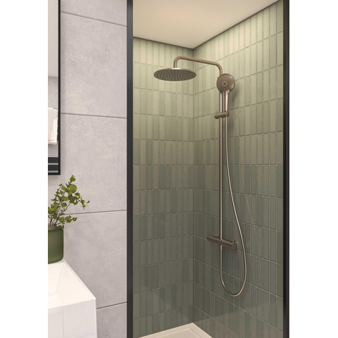 MAY Algemeen Ensemble de douche de tête apparente avec thermostat incl. douchette à main 3 jets et douche de tête Ø 25cm Nickel brossé PVD SW1224658