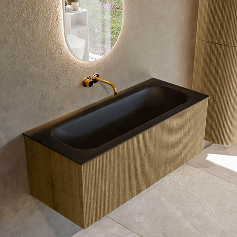 Mondiaz KURVE Ensemble meuble de salle de bains - 110x46x40cm - 1 tiroir - vasque solid surface - centrale - sans trou de robinet - Dusk SW1416109