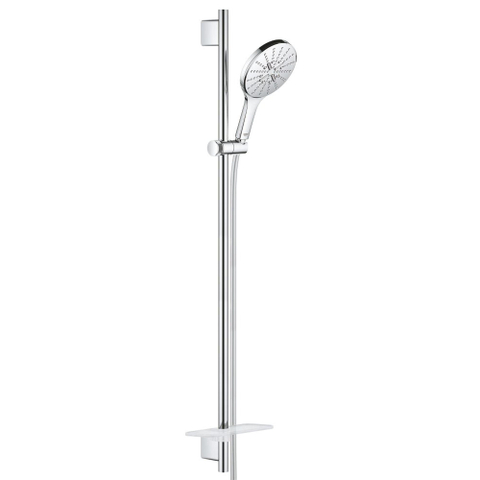 GROHE Rainshower SmartActive 150 Ensemble barre de douche - 90cm - douchette ronde - 3 types de jets - flexible de douche lisse - avec porte-savon - chrome SW452504