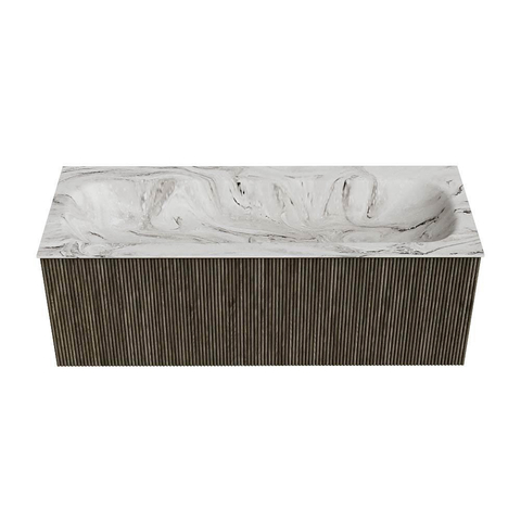 Mondiaz KURVE-DLUX Ensemble de meubles de salle de bains - 120x46x40cm - 1 tiroir - lavabo solid surface - central - sans trou de robinet - Shadow SW1414589
