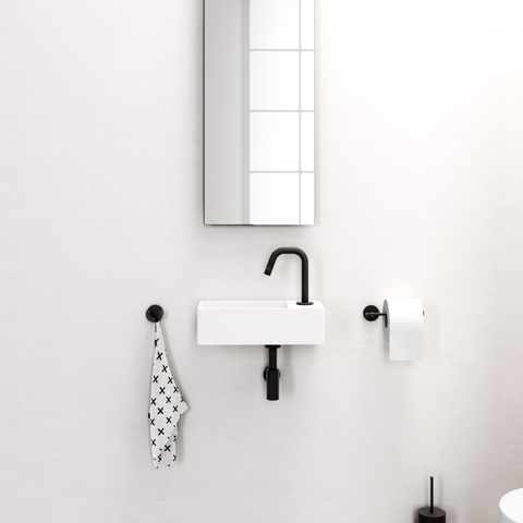 Clou New Flush 3 lave-mains 35x18cm trou de robinet pré-percé aluite Blanc mat SW106245