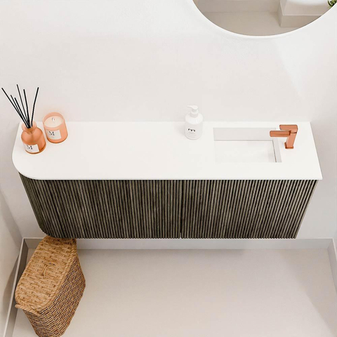 Mondiaz JOYA 101.6cm toiletmeubel - ronding links kleur Shadow - Wastafel FAYE positie Rechts 1 kraangat kleur Talc. SW1421435