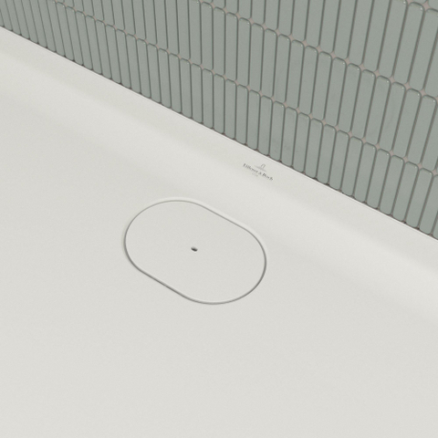 Villeroy & Boch Ecora douchebak - 170x90x3.5cm - afvoer lange zijde - stone white (wit) SW1559015