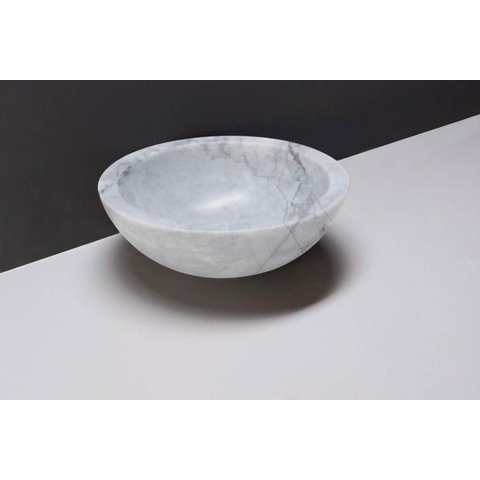 Forzalaqua Roma vasque à poser 40x40x15cm Ronde Pierre naturelle Carrara polie SW230679