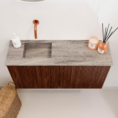 Mondiaz JOYA-DLUX Meuble de salle de bains 80cm - couleur Ruby - Vasque FAYE position Gauche Sans trou de robinet couleur Oza SW1425510