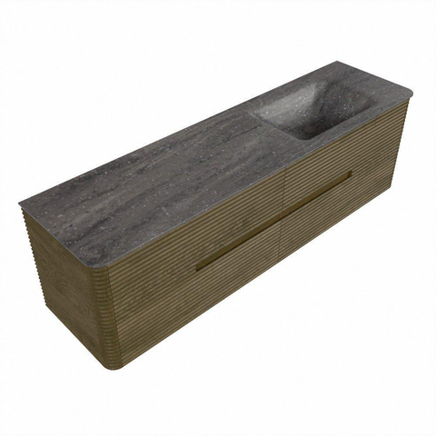 Mondiaz CIRO-DLUX Ensemble de meubles de salle de bains - 170x45x50cm - lavabo solid surface Oza - 1 vasque à droite - sans trous de robinet - 4 tiroirs - Dusk SW1533301