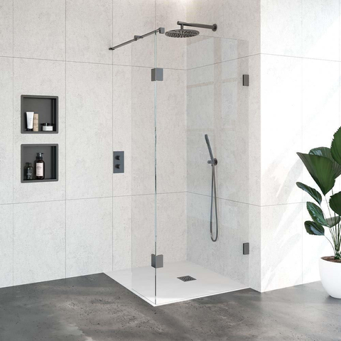 BRAUER Void paroi de douche à l'italienne verre clair 90x200 avec paroi latérale 40 incl. traitement anticalcaire PVD gunmetal brossé SW723963