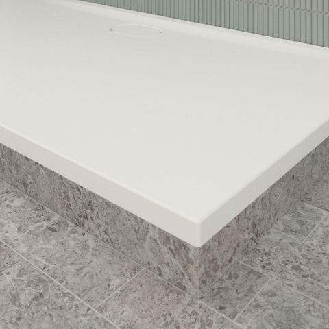 Villeroy & Boch Ecora douchebak - 160x90x3.5cm - afvoer lange zijde - stone white (wit) SW1558981
