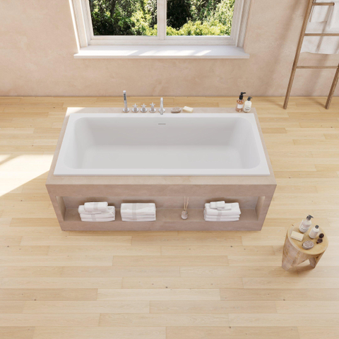 Ideavit SolidMind inbouw bad - 180x80x54cm - solid surface - overloopgat - inclusief pop up afvoer - wit mat SW1079971