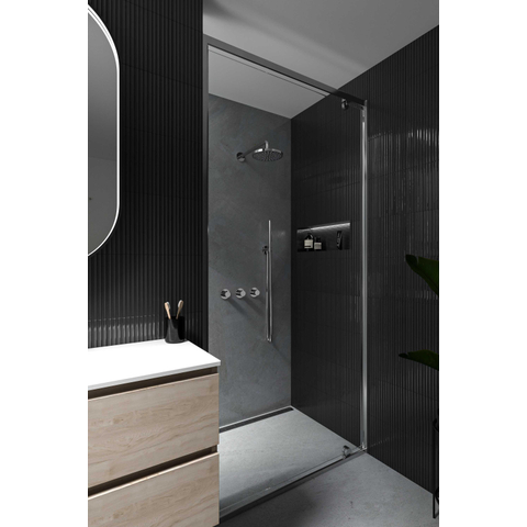 IVY Pact ensemble de douche pluie encastré – douche de tête slim Ø 25 cm – bras de plafond 30 cm – douchette bâton – 2 robinets d'arrêt – chrome SW1036401