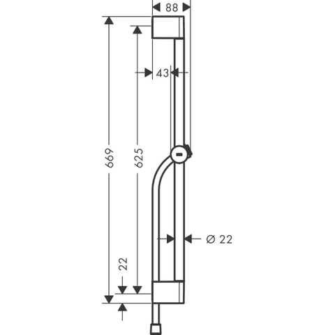 Hansgrohe Unica Douchestang - 65cm - isiflex - doucheslang - 160cm - mat zwart SW918192