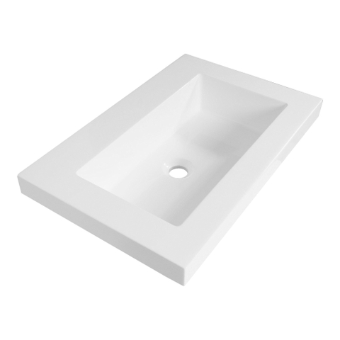 BRAUER Spring wastafel ondiep 60x40x5cm - 1 wasbak - 0 kraangaten - mineraalmarmer - zijdeglans wit SW53576