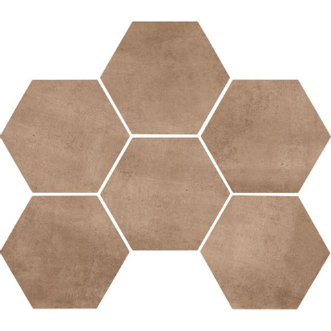 Marazzi Clays Vloer- en wandtegel hexagon 18x21cm 9.5mm R9 porcellanato Earth SW360156