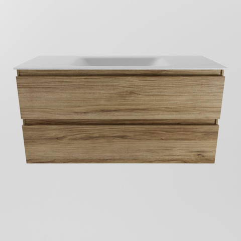 Mondiaz AIVY Ensemble de meuble - 100x45x50cm - 0 trous de robinet - 1 vasque talc Solid surface - Centre - 2 tiroirs - sans miroir - Melamine Chai SW892340