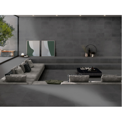Terravito Calvero wand- en vloertegel - 60x60cm - 9.0mm - Vierkant - gerectificeerd - Betonlook - mat antraciet SW1077609
