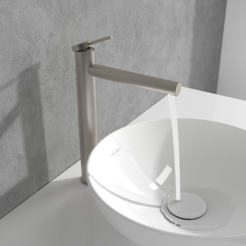 Villeroy & Boch Loop & Friends 1 greeps wastafelkraan verhoogd - zonder waste - Brushed Nickel (rvs) SW974160
