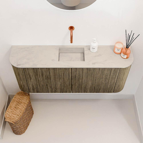 Mondiaz JOYA-DLUX 103.2cm toiletmeubel - ronding links en rechts kleur Dusk - Wastafel FAYE positie Midden Zonder kraangat kleur Opalo. SW1423383