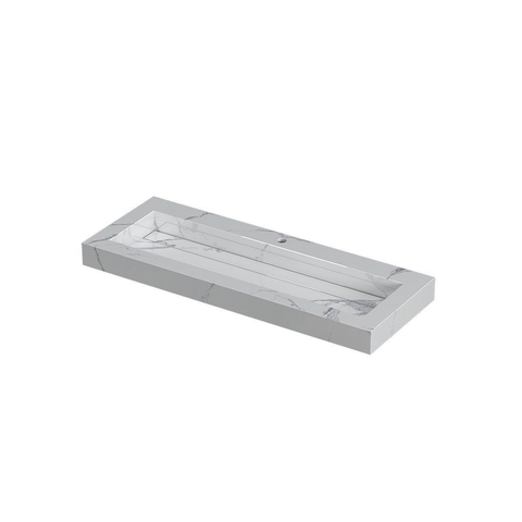 Ink Pitch lavabo - 120x45x9cm - vasque centrée - 1 trou de robinet - statuario brillant (blanc) SW693409