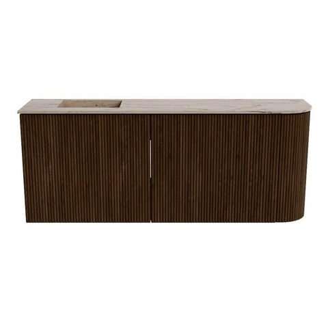 Mondiaz JOYA-DLUX Meuble de salle de bains 101.6cm - arrondi droit couleur Noyer - Vasque FAYE position Gauche Sans trou de robinet couleur Arena SW1424383