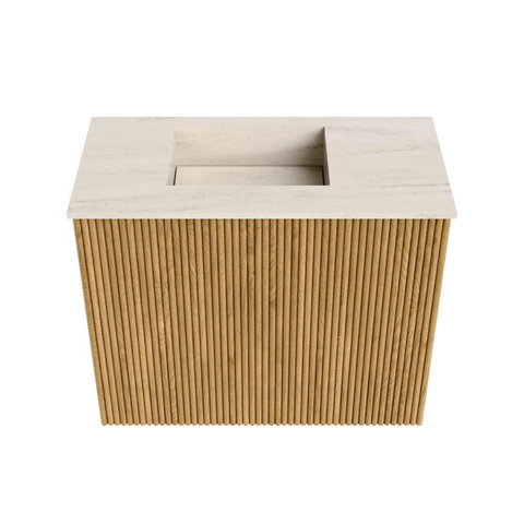 Mondiaz JOYA-DLUX Meuble de salle de bains 50cm - couleur Oak - Vasque FAYE position Gauche Sans trou de robinet couleur Meli. SW1423951