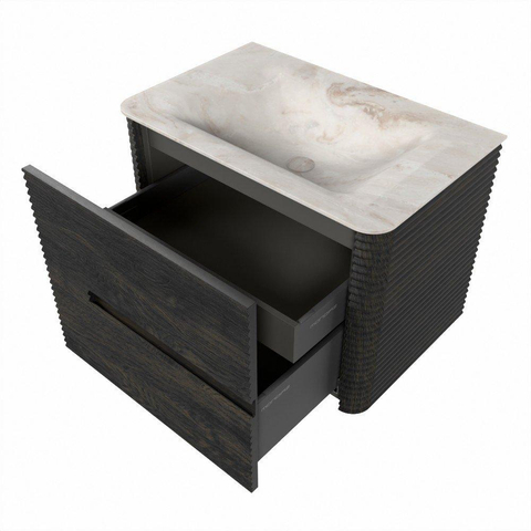 Mondiaz CIRO-DLUX Badkamermeubelset - 70x45x50cm - Solid surface wastafel Frappe - 1 wasbak Midden - zonder kraangaten - 2 lades - Shadow SW1532005