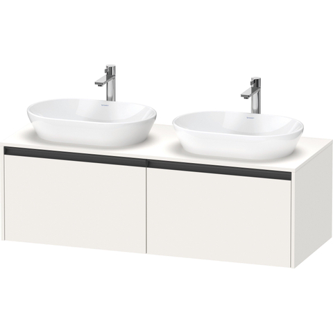 Duravit Ketho.2 Wastafelonderbouwkast - inclusief consoleplaat - met 2 laden - voor dubbele waskommen - 140x55x45.9cm - met handgrepen antraciet - wit supermat SW772720