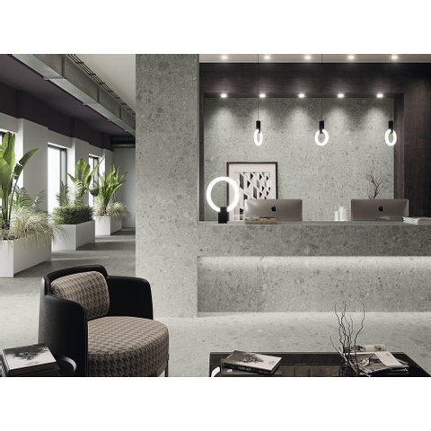 Terravito Mareno carrelage mural et de sol - 80x80cm - 9.5mm - carré - rectifié - terrazzo - gris mat SW454716
