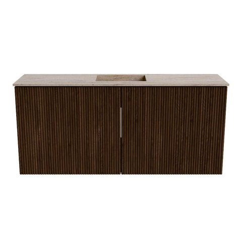 Mondiaz JOYA-DLUX 90cm meuble de salle de bains - couleur Walnut - Vasque FAYE position Milieu 1 trou de robinet couleur Saba. SW1424649