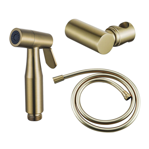 Fortifura Calvi Bidetset - handdouche - slang 150cm - houder - PVD - geborsteld messing (goud) SW1123165