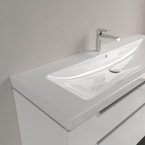 Villeroy & Boch Subway 2.0 meubelwastafel - 130x47cm - 1 kraangat - met overloop - White Alpine (glans wit) 1024046