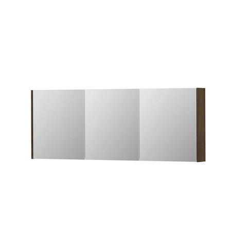 INK SPK1 Spiegelkast - 160x14x60cm - 3 deuren - dubbelzijdige Spiegel - schakelaar en stopcontact - MDF Fineer Chocolate SW493913