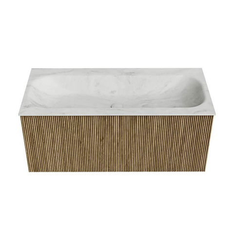 Mondiaz KURVE-DLUX Badkamermeubelset - 100x46x40cm - 1 lade - wastafel solid surface - midden - 1 kraangat - Dusk SW1414916