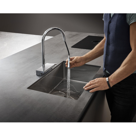 Hansgrohe Aquno Select M81 - 1 greeps keukenkraan - 170 uittrekbare vuistdouche - 3jet - sbox - hoogglans chroom SW878838