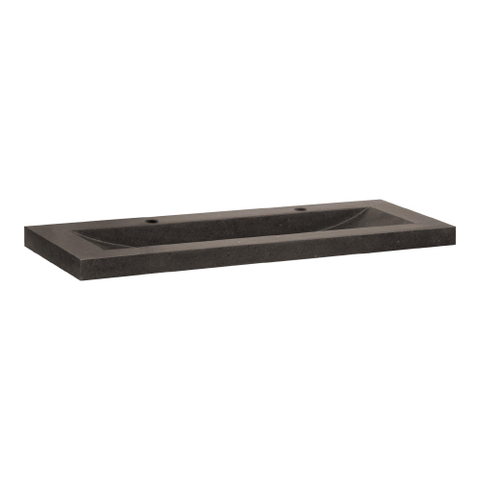 BRAUER Magma wastafel ondiep 100x40x5cm - 1 wasbak - 2 kraangaten - natuursteen - basalt antraciet SHOWROOMMODEL SHOW26598