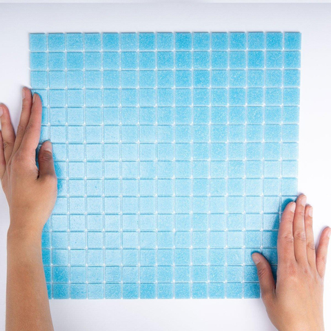 The Mosaic Factory Amsterdam mozaïektegel - 32.2x32.2cm - wand en vloertegel - Vierkant - Glas Blue Mat SW62091