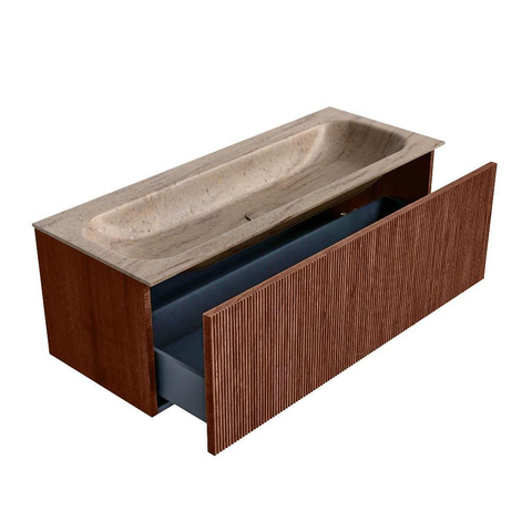 MONDIAZ KURVE-DLUX Meuble de salle de bains 120 cm couleur Ruby avec 1 tiroir et 0 porte. Lavabo BIG LARGE Central 2 trous de robinet Saba. SW1433490