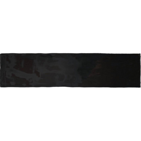 Terravito Pavero wandtegel - 7.5x30cm - 8.6mm - rechthoek - glans black (zwart) SW359808