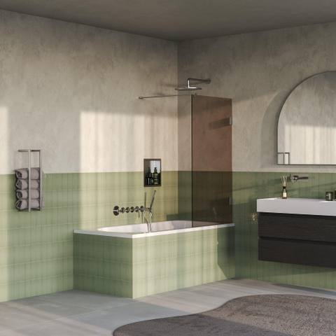 BRAUER Void Paroi de baignoire - 80x140 - verre bronze - incl. traitement anticalcaire - acier inoxydable brossé PVD SW1580870