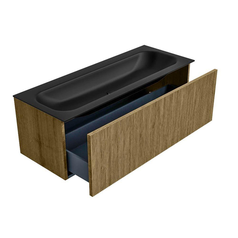 Mondiaz KURVE Badkamermeubelset - 120x46x40cm - 1 lade - wastafel solid surface - midden - zonder kraangat - Dusk SW1415128