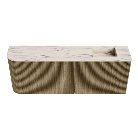 Mondiaz JOYA-DLUX 111.6cm meuble de salle de bains - arrondi gauche couleur Dusk - Vasque FAYE position Droite Sans trou de robinet couleur Nata. SW1425941